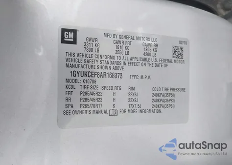 2010 Cadillac Escalade Premium из США, поврежденный, VIN 1GYUKCEF8AR168373